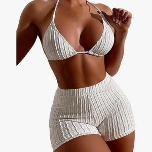 COZYEASE | White Ribbed Bikini Set | NWT